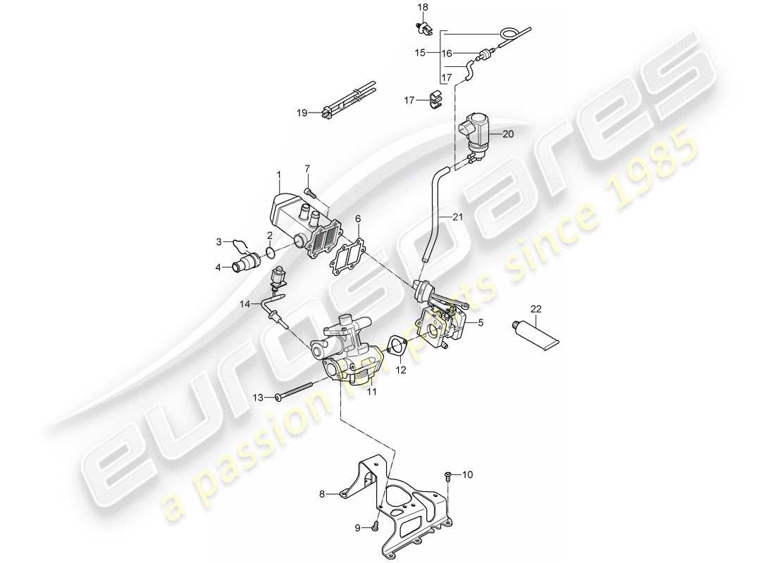 porsche 2008 (cayenne e1 9pa) recirculación de escape diagrama de piezas