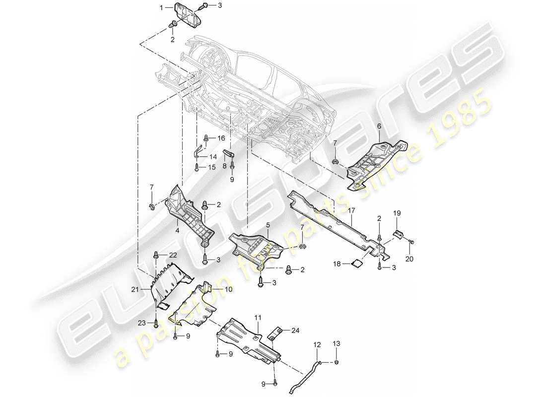 porsche 2007 (cayenne e1 9pa) recubrimiento diagrama de piezas