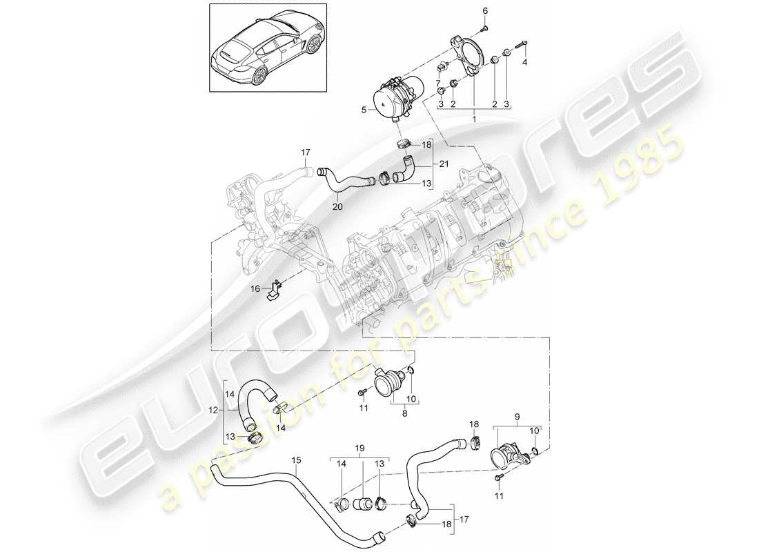 porsche 2010 (panamera 970) sistema de control de emisiones de escape diagrama de piezas