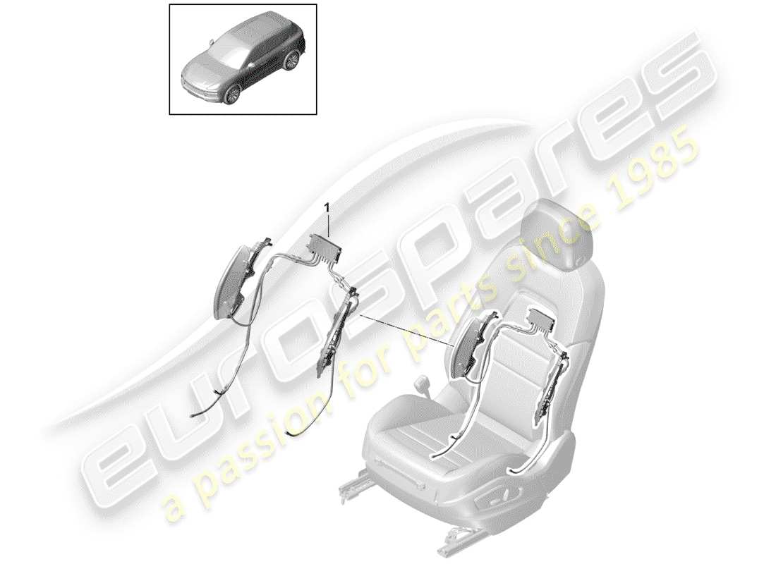 porsche 2020 (cayenne e3 9ya/9yb) componentes neumáticos para asiento esquema de piezas