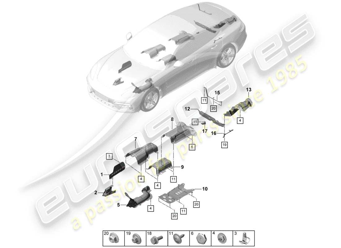 porsche 2017 (panamera 971-1) adornos diagrama de piezas