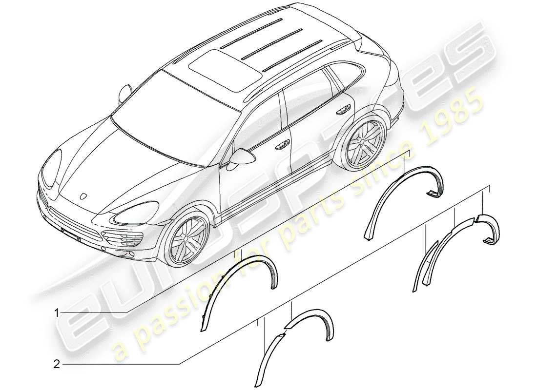 porsche 2012 (tequipment cayenne) encanto del guardabarros diagrama de piezas