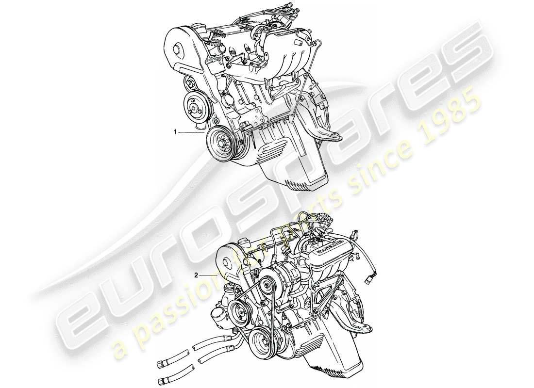 porsche 1977 (924) motor de repuesto diagrama de piezas