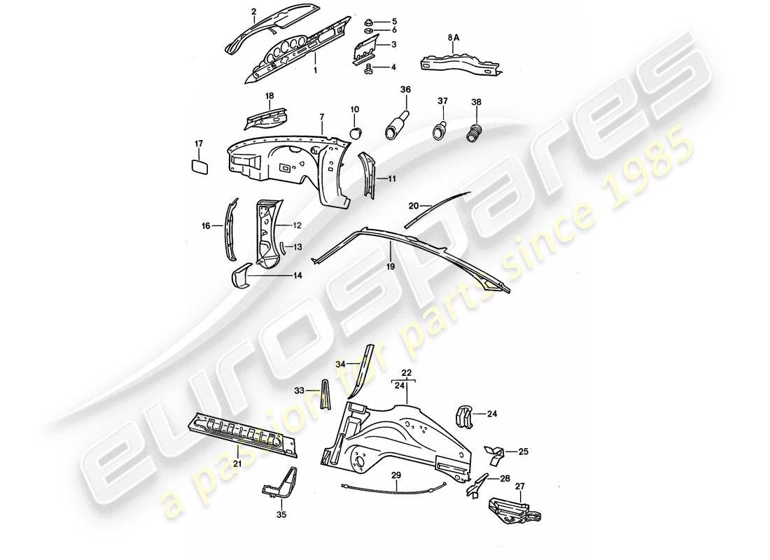 porsche 1989 (911) panel interior diagrama de piezas