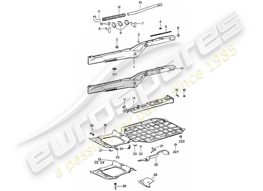 porsche 1975 (911 turbo) diagrama de piezas del marco