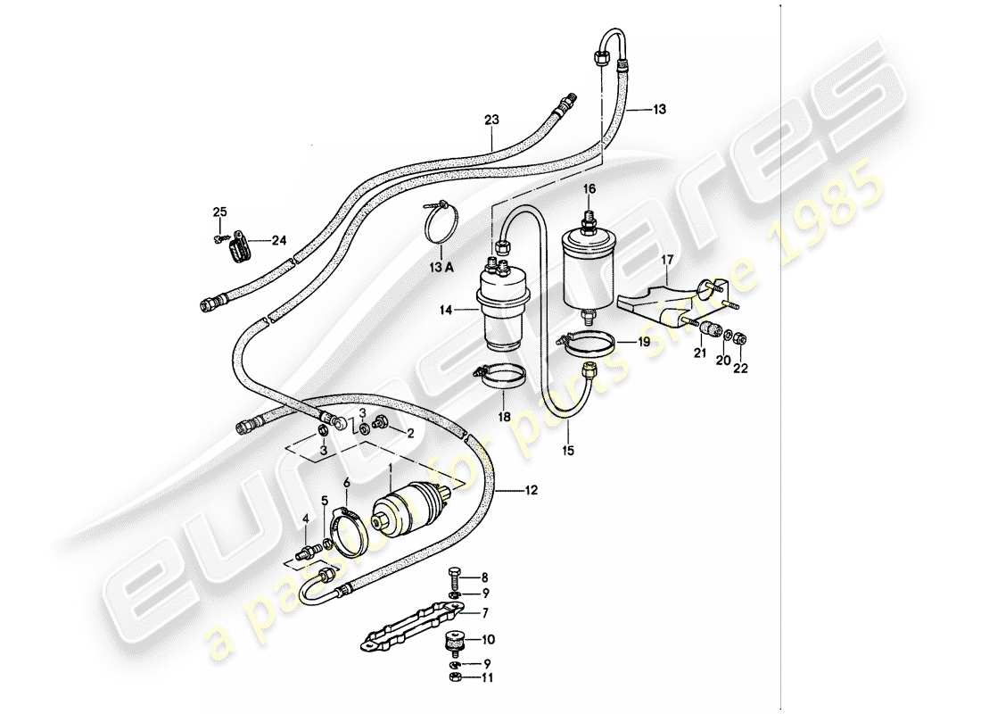 porsche 1987 (911) fuel system diagrama de piezas