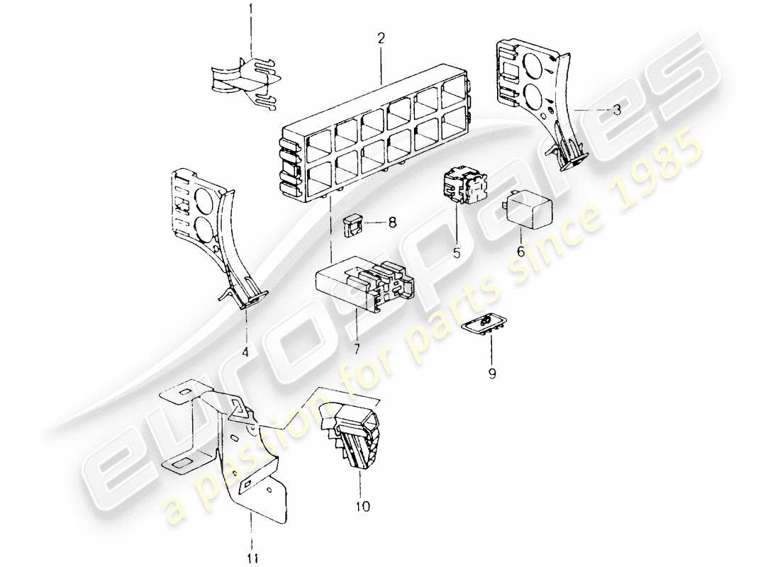 porsche 2003 (986 boxster) caja de fusibles/placa de relés diagrama de piezas