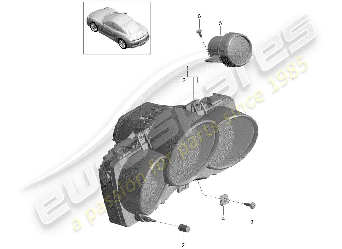 porsche 2015 (981 cayman) instrumentos diagrama de piezas
