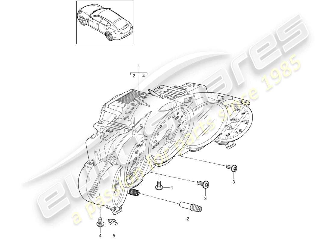 porsche 2010 (cayenne e1 9pa) programa exclusivo de instrumentos combinados diagrama de piezas