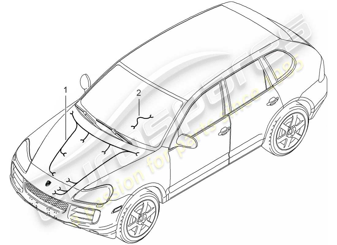 porsche 2007 (cayenne e1 9pa) cableando arneses diagrama de piezas
