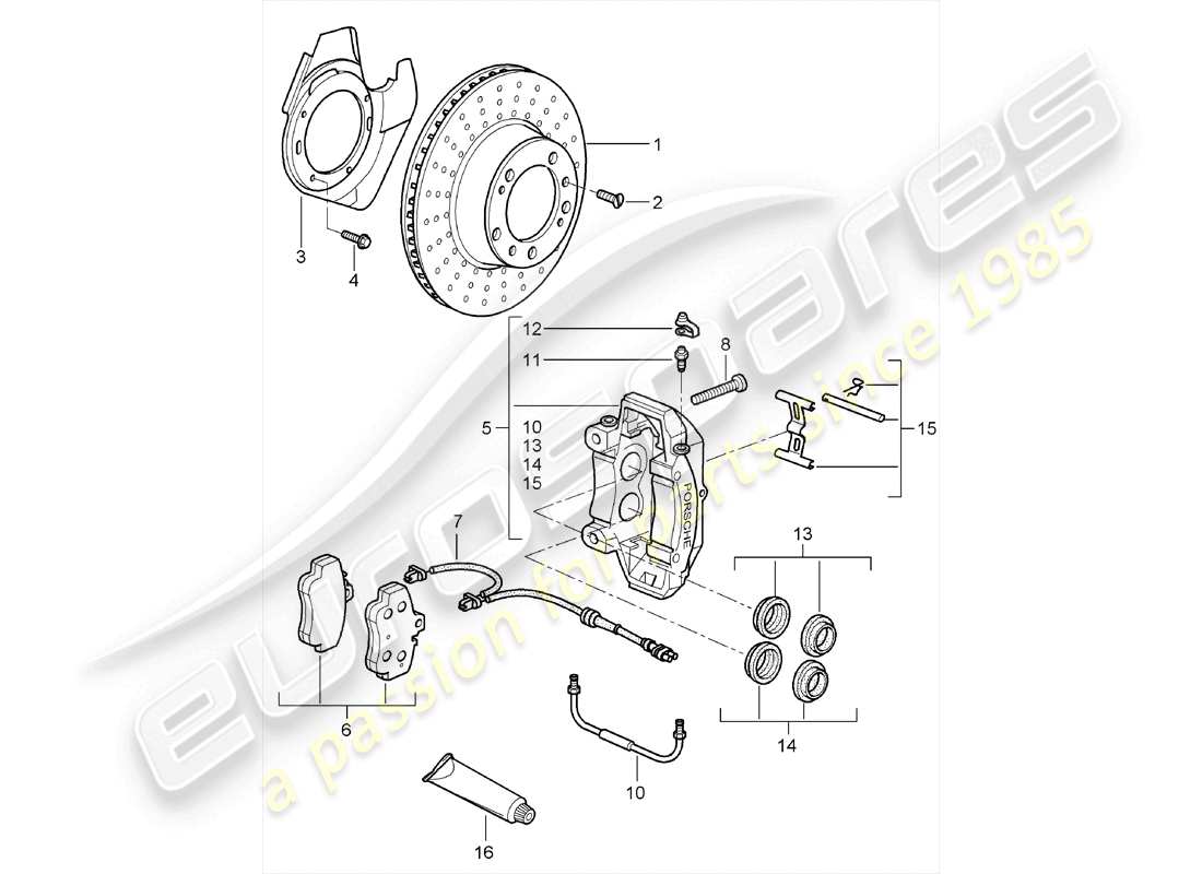 porsche 2009 (987 cayman) frenos de disco diagrama de piezas
