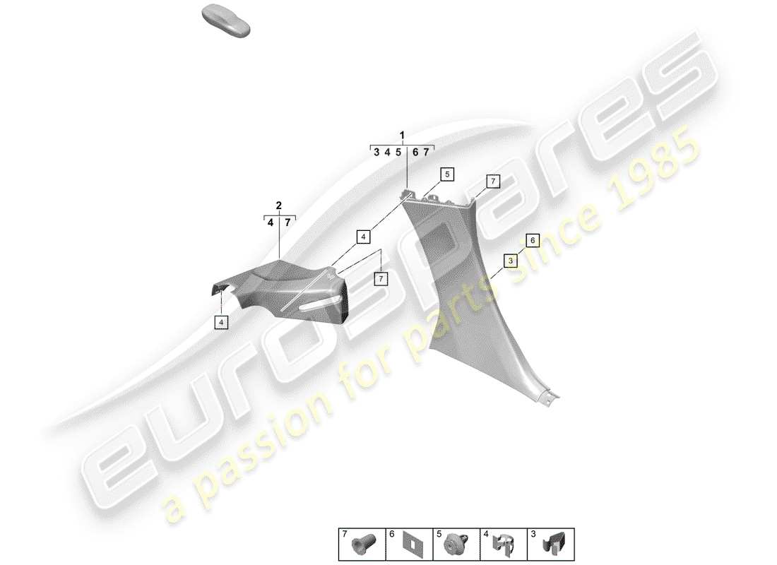porsche 2019 (718 boxster spyder) adornos diagrama de piezas