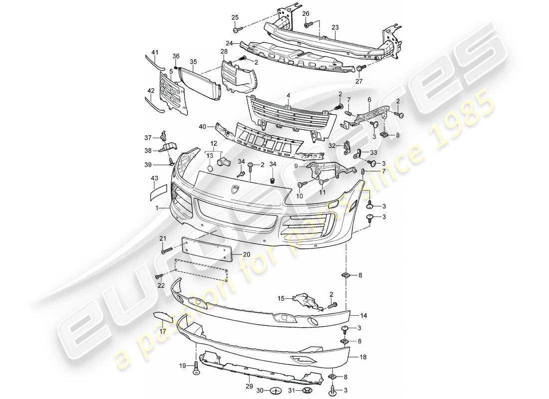 porsche 2008 (cayenne e1 9pa) diagrama de piezas del revestimiento