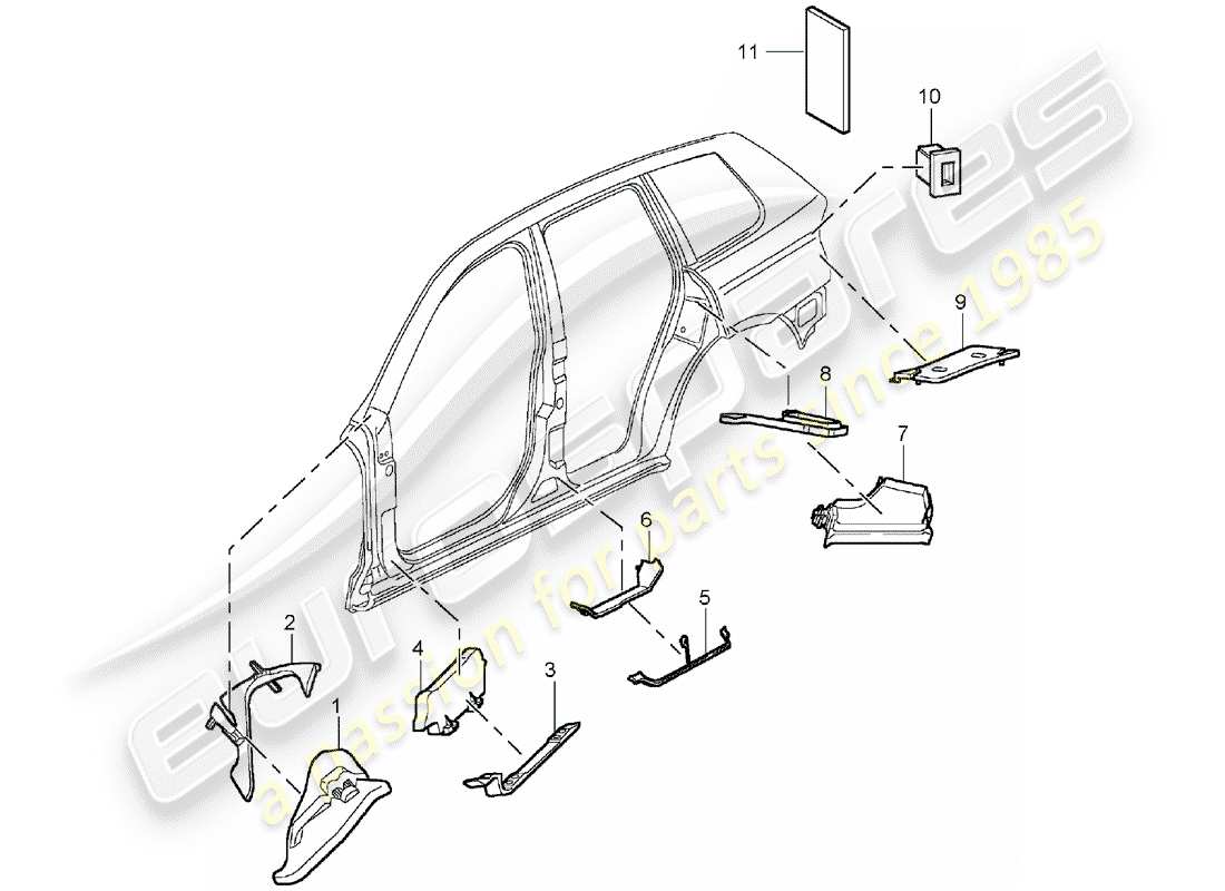porsche 2003 (cayenne e1 9pa) absorbente de sonido diagrama de piezas