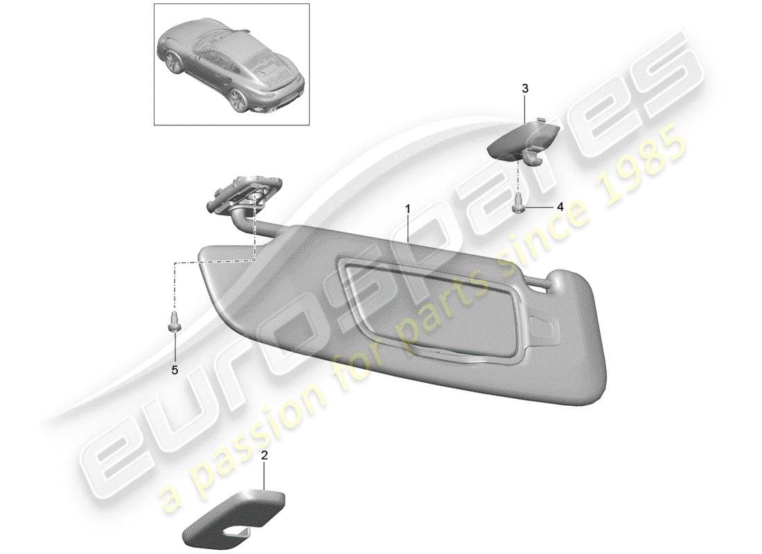 porsche 2020 (991-2 turbo) diagrama de piezas de las visores sun