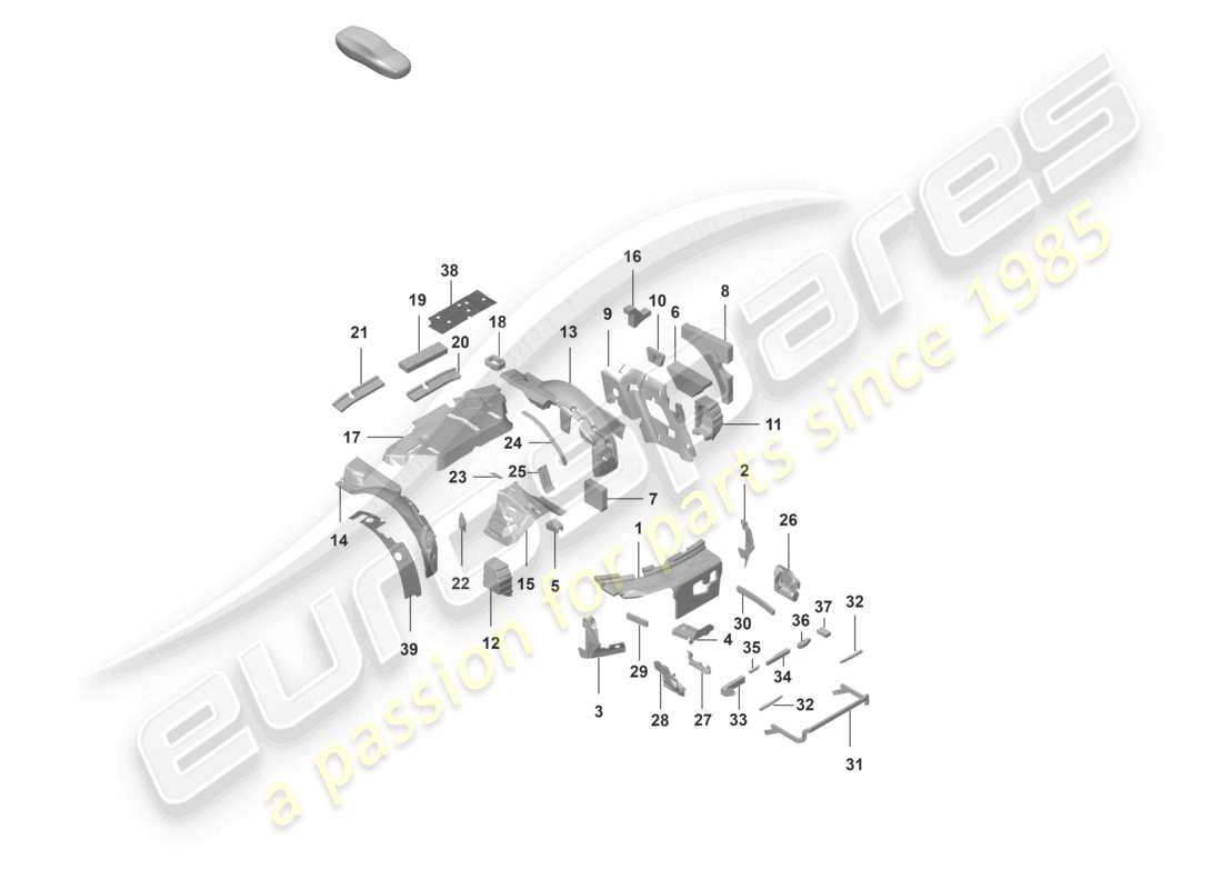 porsche 2019 (992-1) absorbente de sonido cuerpo amortiguador diagrama de piezas