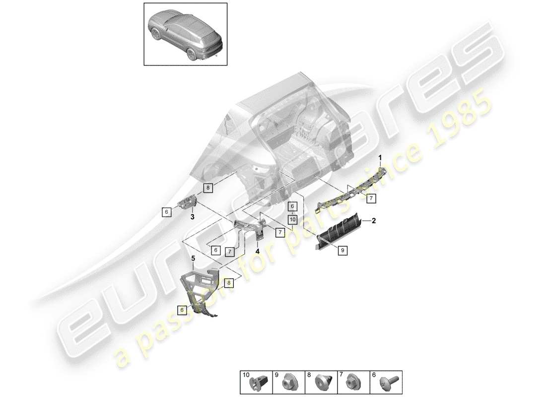 porsche 2020 (cayenne e3 9ya/9yb) fasteners diagrama de piezas
