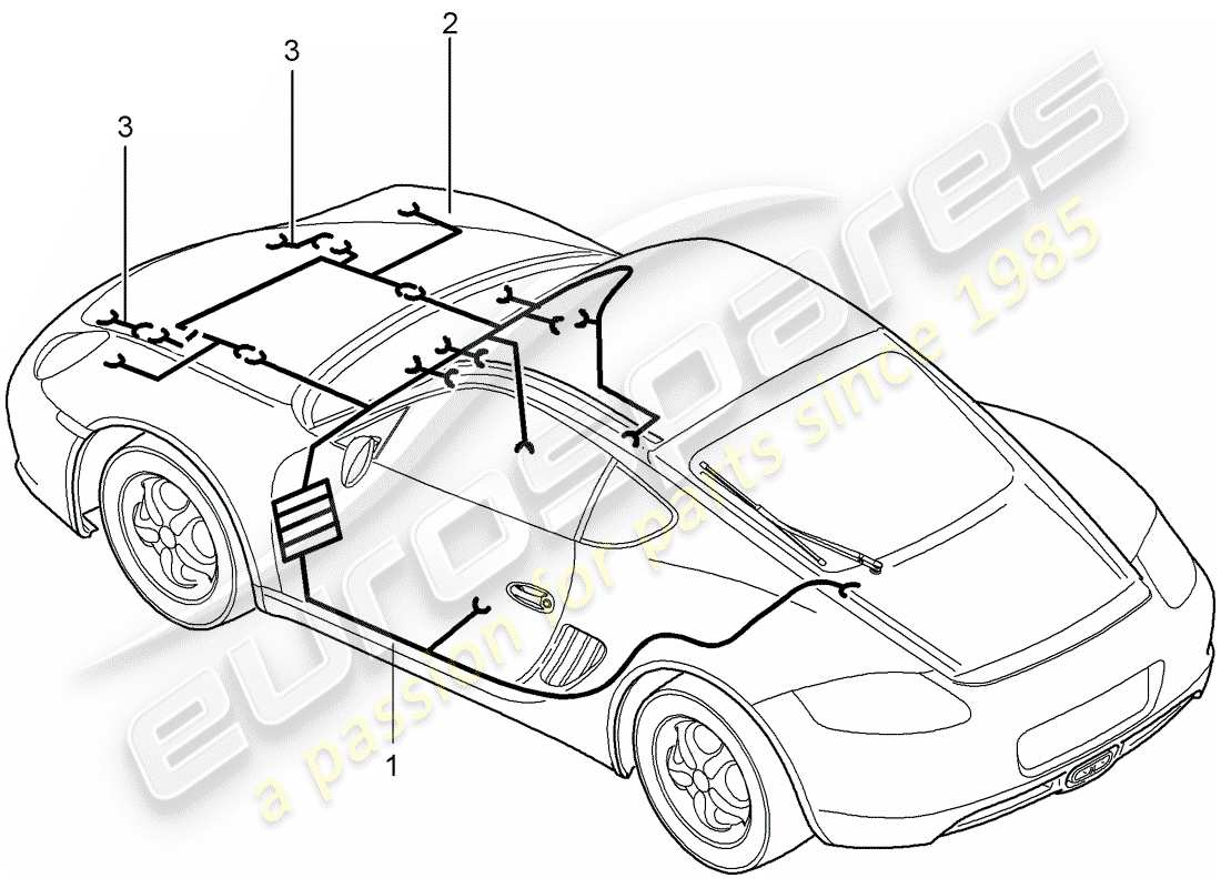 porsche 2012 (987 cayman) cableando arneses diagrama de piezas