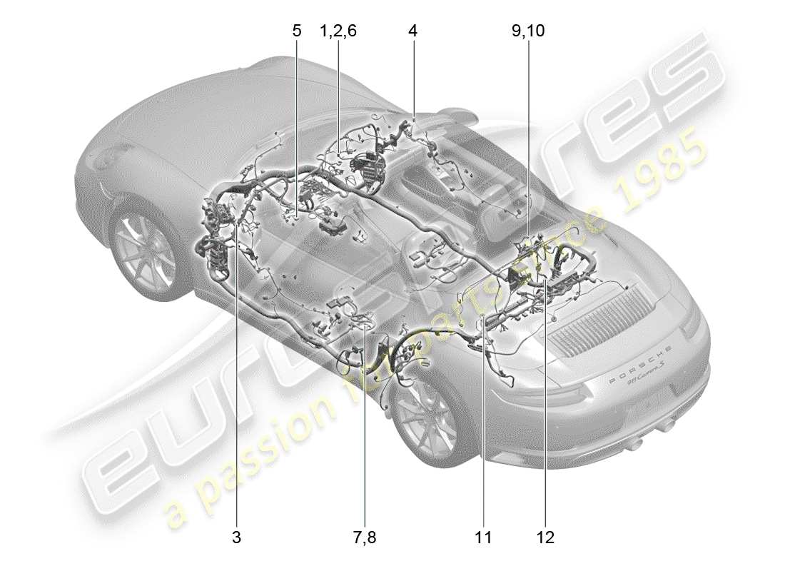 porsche 2017 (991-2) arneses de cableado diagrama de piezas