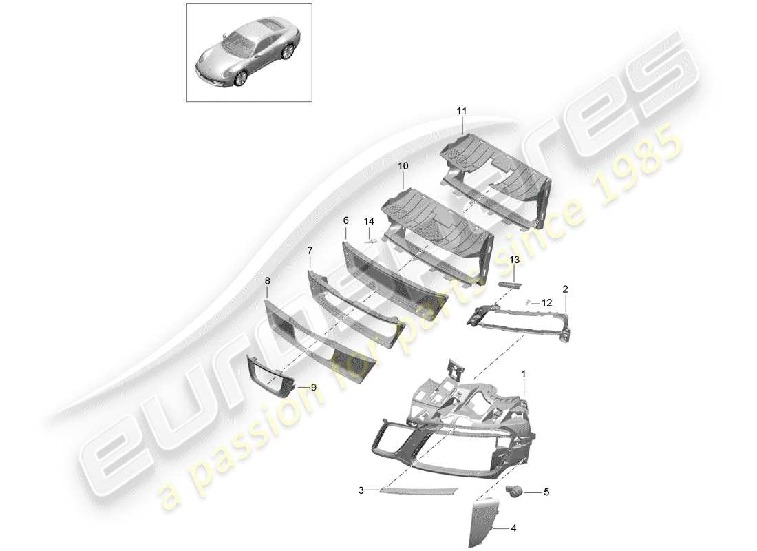 porsche 2017 (991-2) diagrama de piezas del conducto de aire