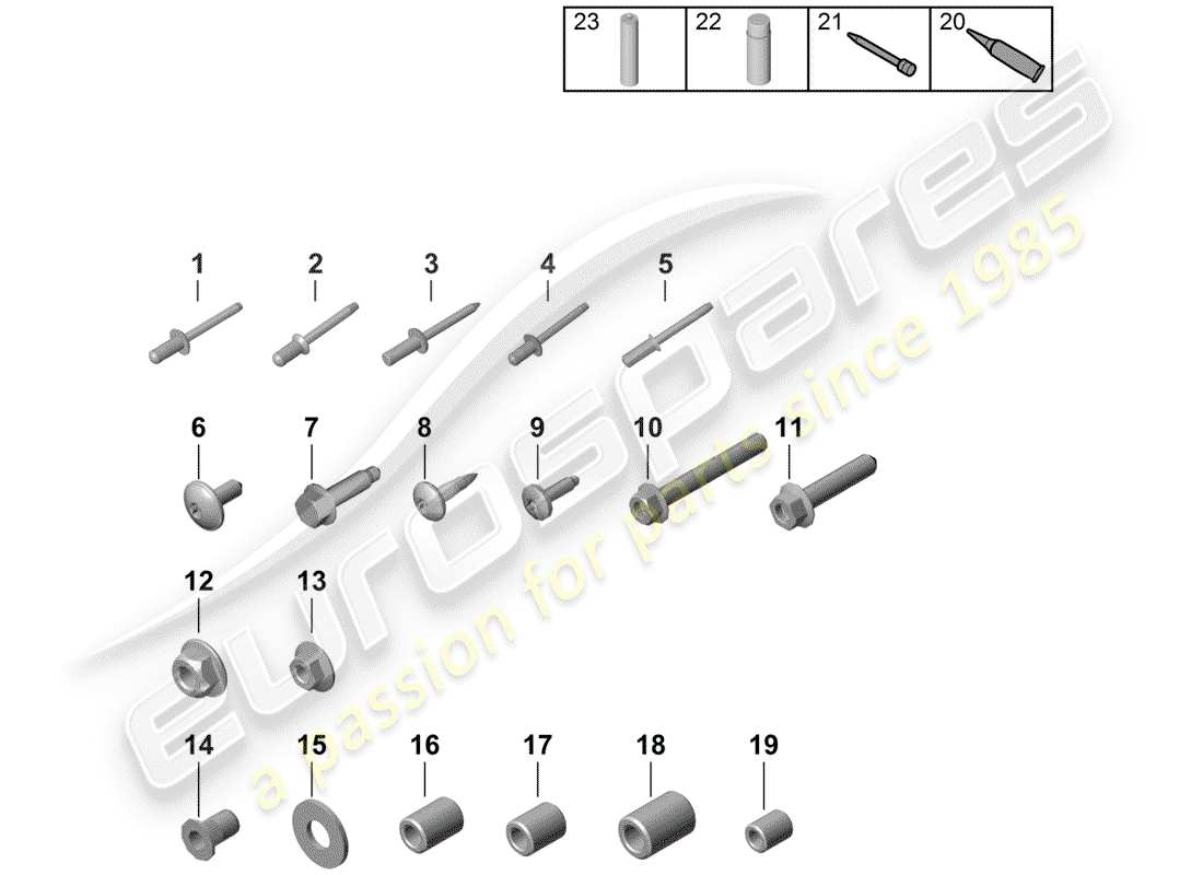 porsche 2019 (718 boxster spyder) fasteners diagrama de piezas