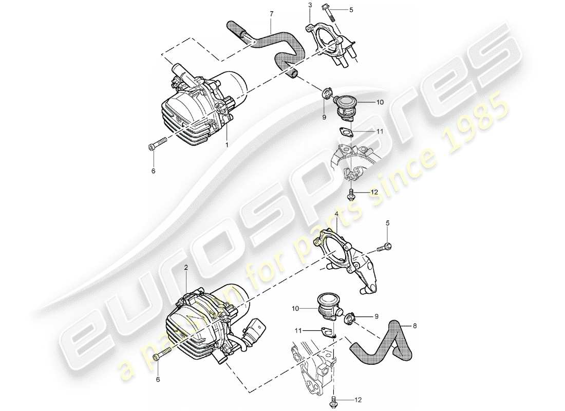 porsche 2003 (cayenne e1 9pa) diagrama de piezas de la bomba de aire secundario