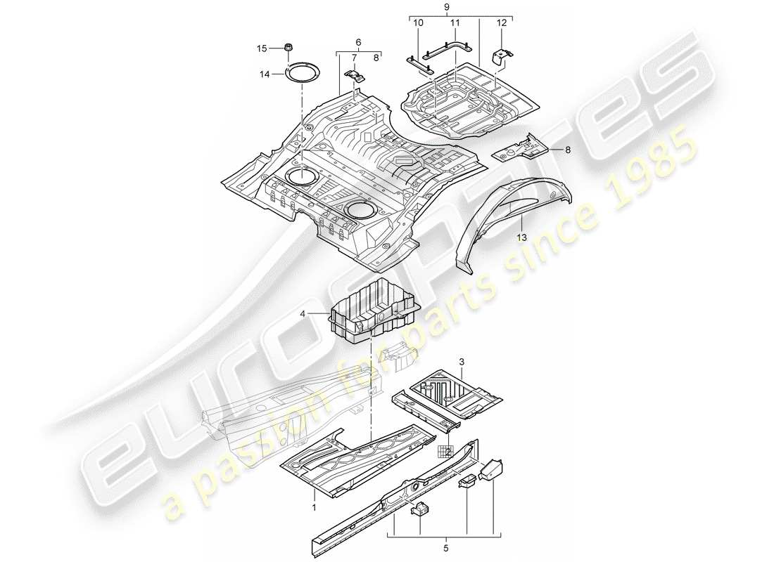 porsche 2007 (cayenne e1 9pa) piso diagrama de piezas