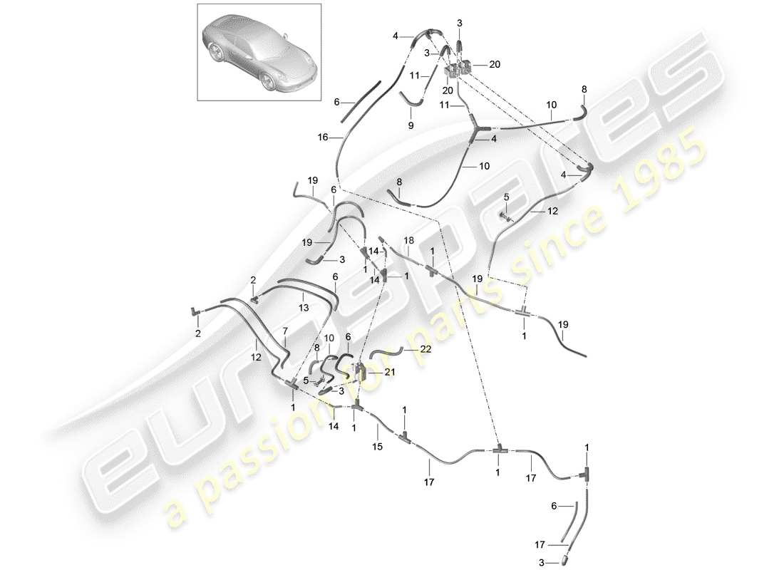 porsche 2013 (991-1) diagrama de piezas del sistema de vacío