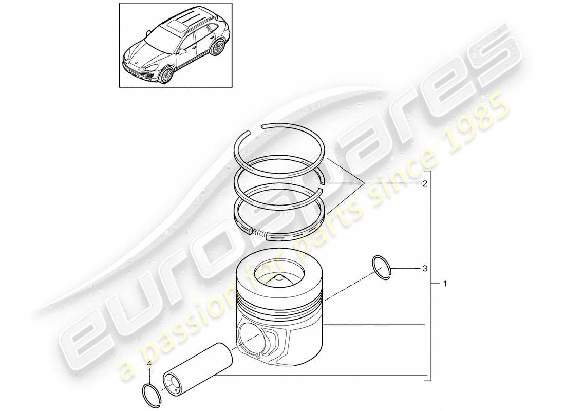 porsche 2017 (cayenne e2 92a) pistón diagrama de piezas