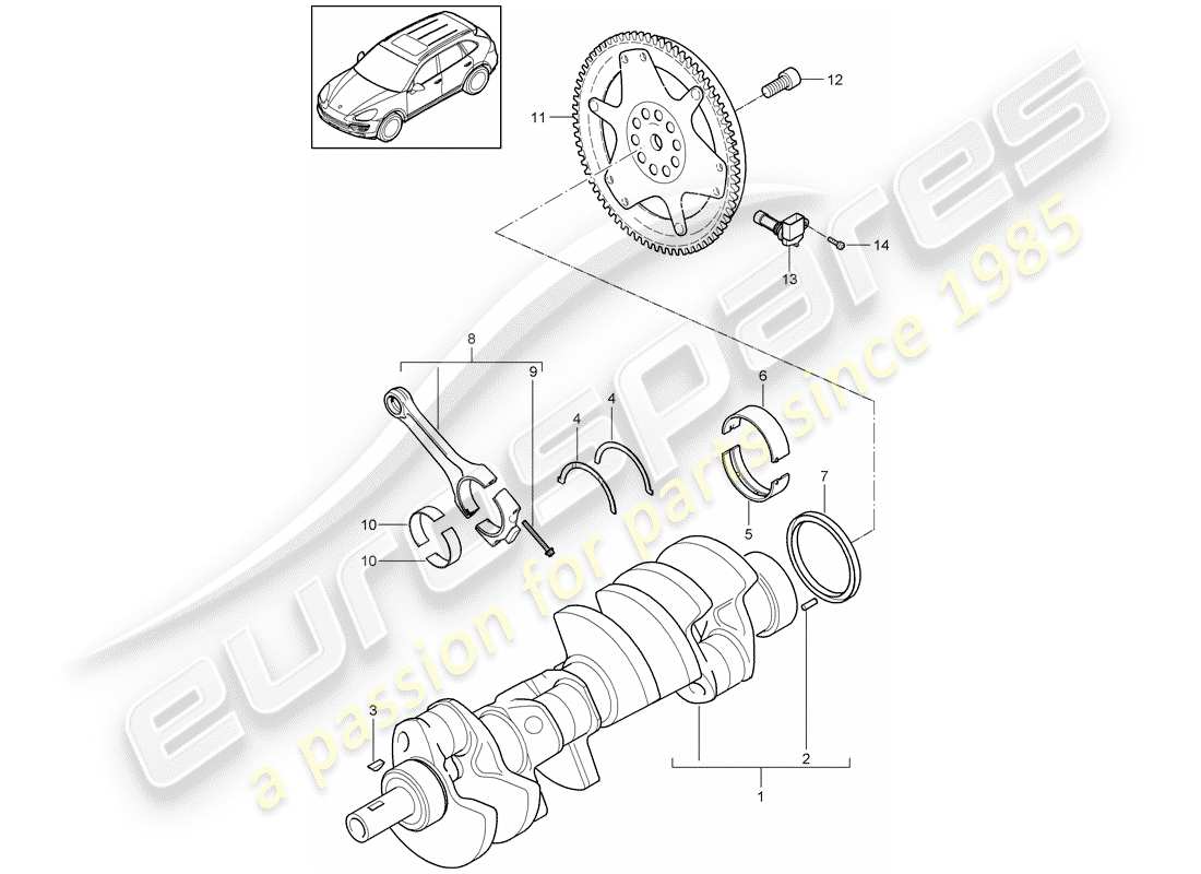 porsche 2017 (cayenne e2 92a) cigüeñal diagrama de piezas