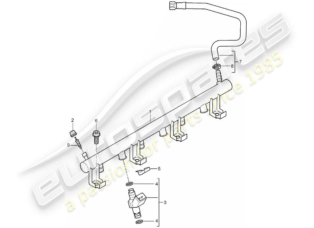 porsche 2003 (cayenne e1 9pa) diagrama de piezas del tubo de recogida de combustible