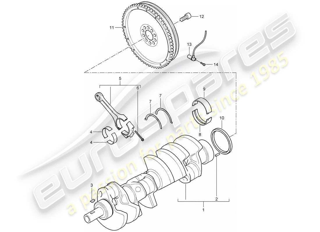 porsche 2008 (cayenne e1 9pa) diagrama de piezas del cigüeñal