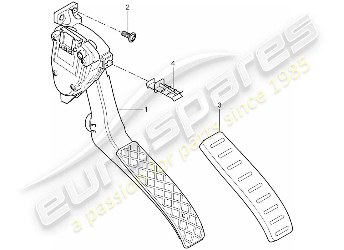 porsche 2007 (cayenne e1 9pa) diagrama de piezas de pedales