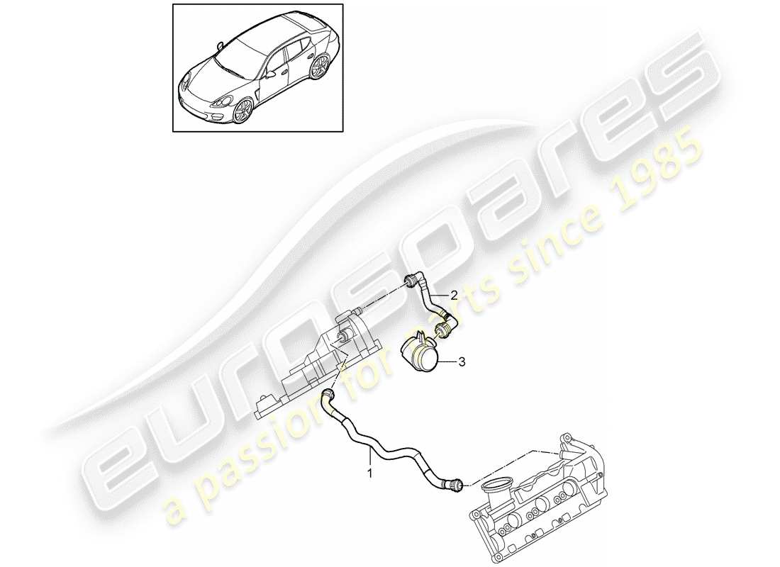 porsche 2011 (panamera 970) diagrama de piezas de la línea de respiradero