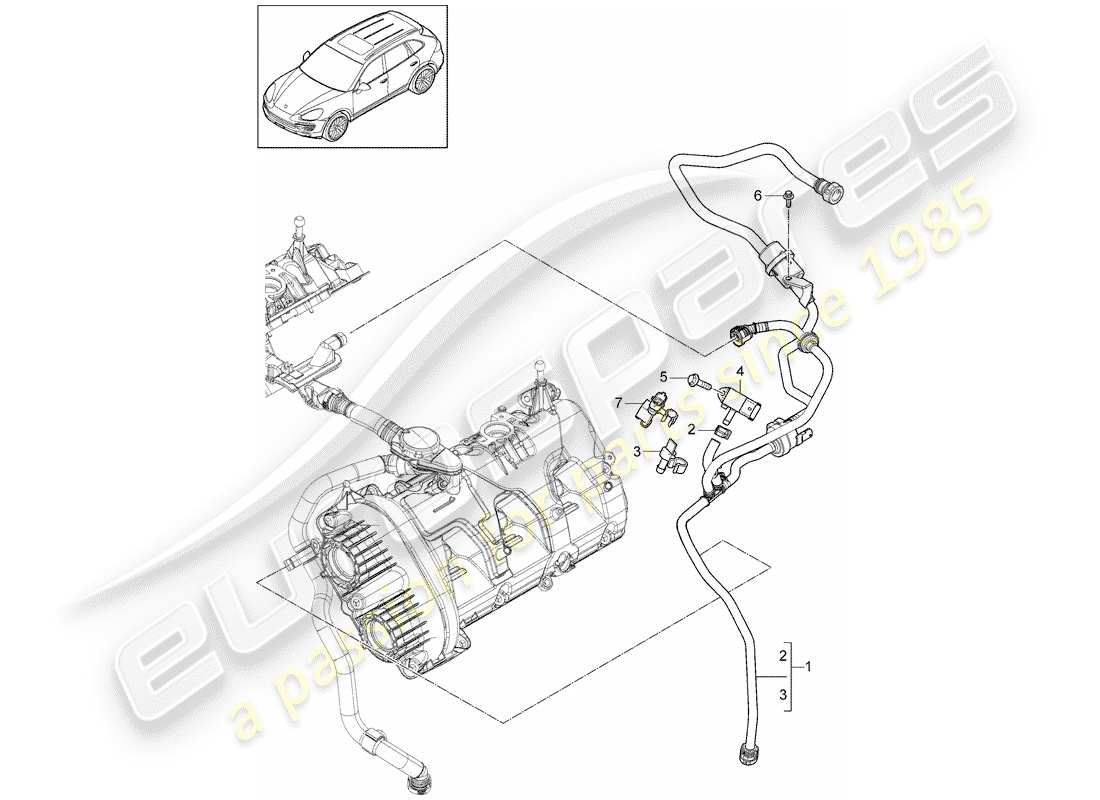 porsche 2011 (cayenne e2 92a) ventilación para diagrama de piezas