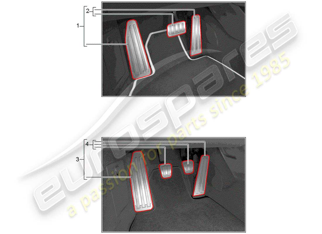 porsche 2013 (tequipment 98x/99x) tapa de pedal diagrama de piezas