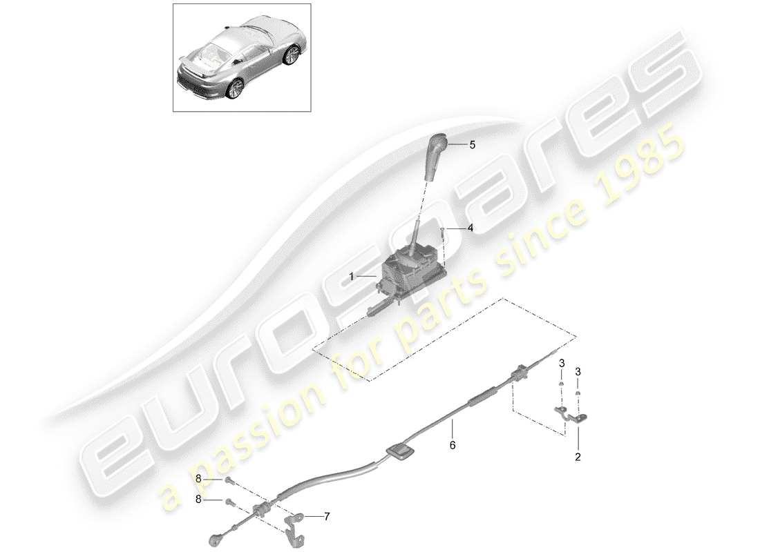 porsche 2020 (991-2 r/gt3/rs) palanca selectora diagrama de piezas