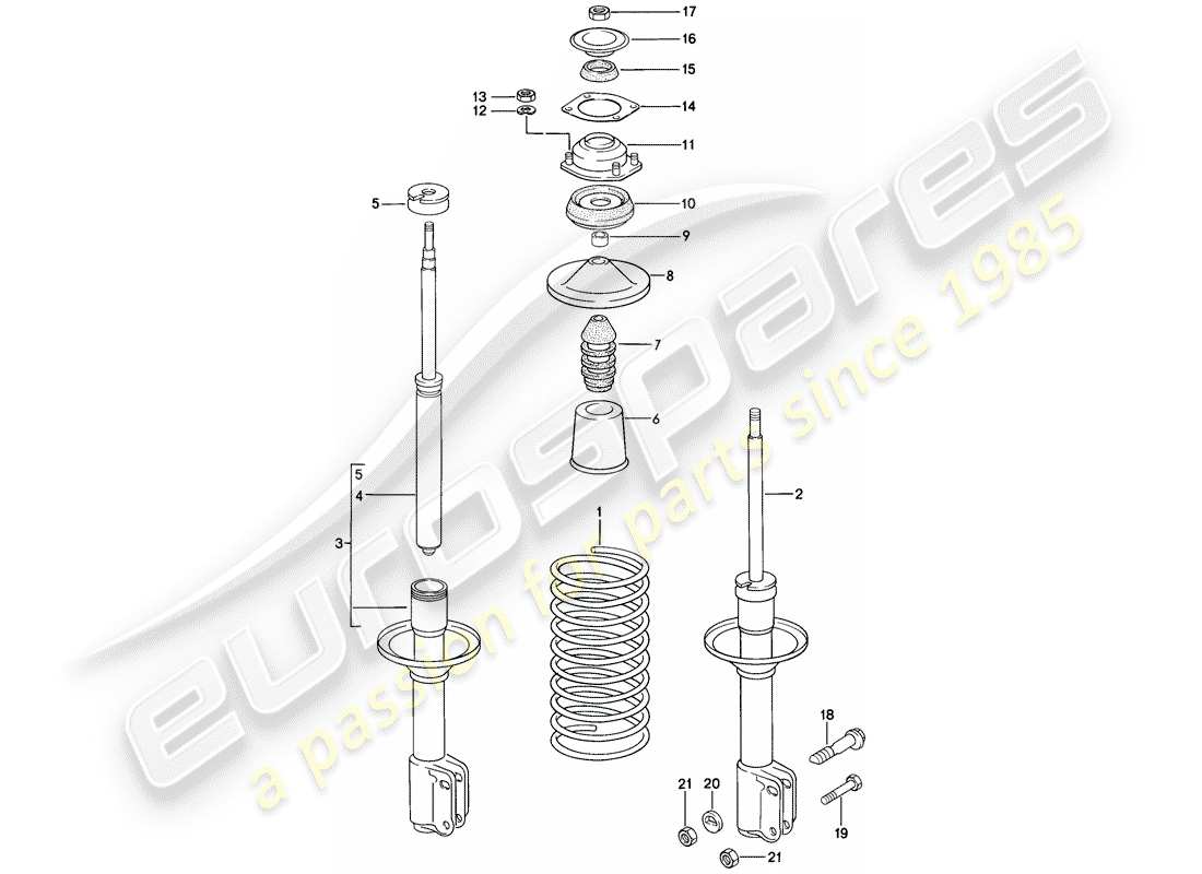 porsche 1977 (924) suspensión - amortiguador diagrama de piezas