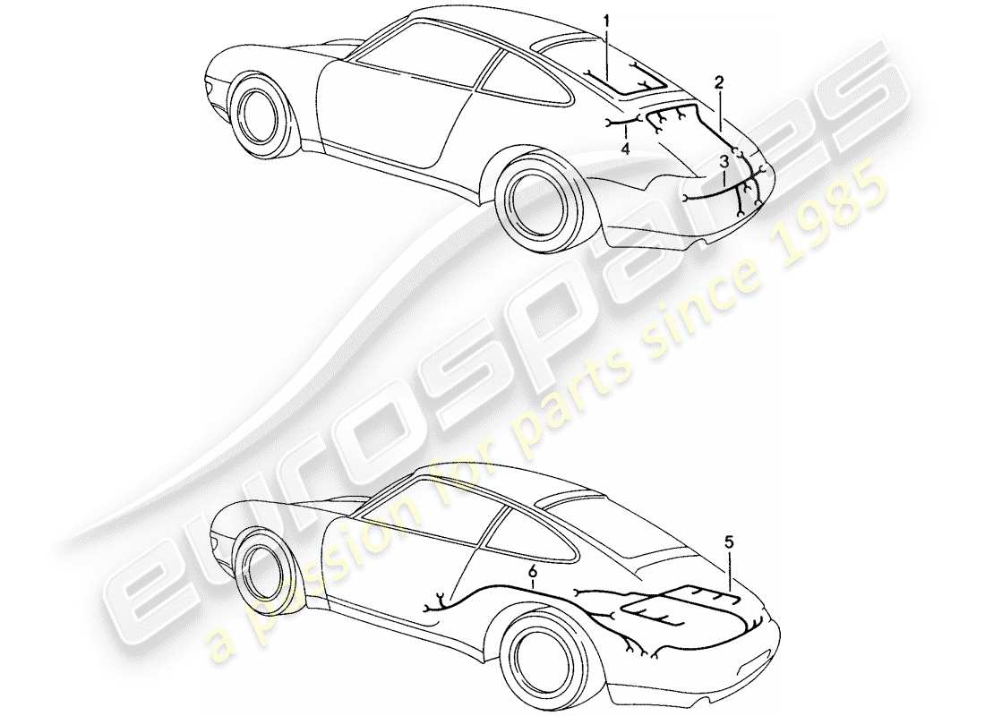 porsche 1994 (993) arneses de cableado - extremo trasero - motor - - dme - diagrama de piezas