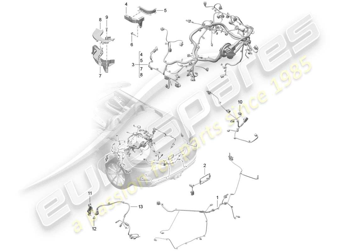 porsche 2017 (718 boxster) cableando arneses diagrama de piezas