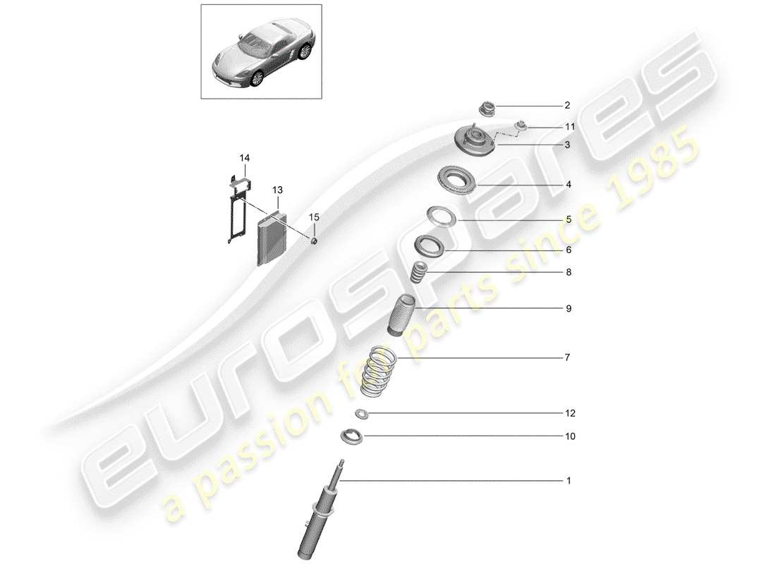 porsche 2017 (718 boxster) suspensión diagrama de piezas