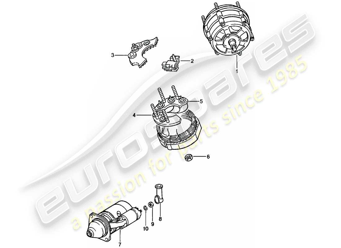 porsche 1980 (911) alternador - arranque diagrama de piezas