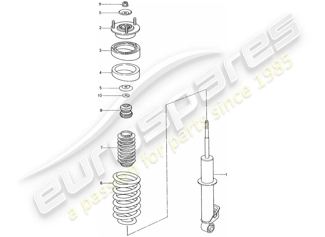 porsche 2005 (996) amortiguador - muelle helicóptico diagrama de piezas