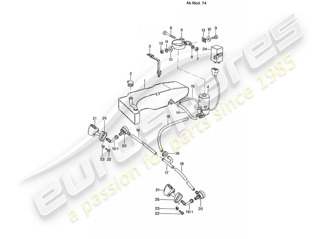 porsche 1972 (914) sistema arandela - d - mj 1974>> diagrama de piezas