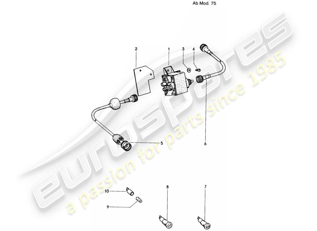 porsche 1972 (914) catalizador - interruptor contador - lámpara de advertencia - d - mj 1975>> diagrama de piezas