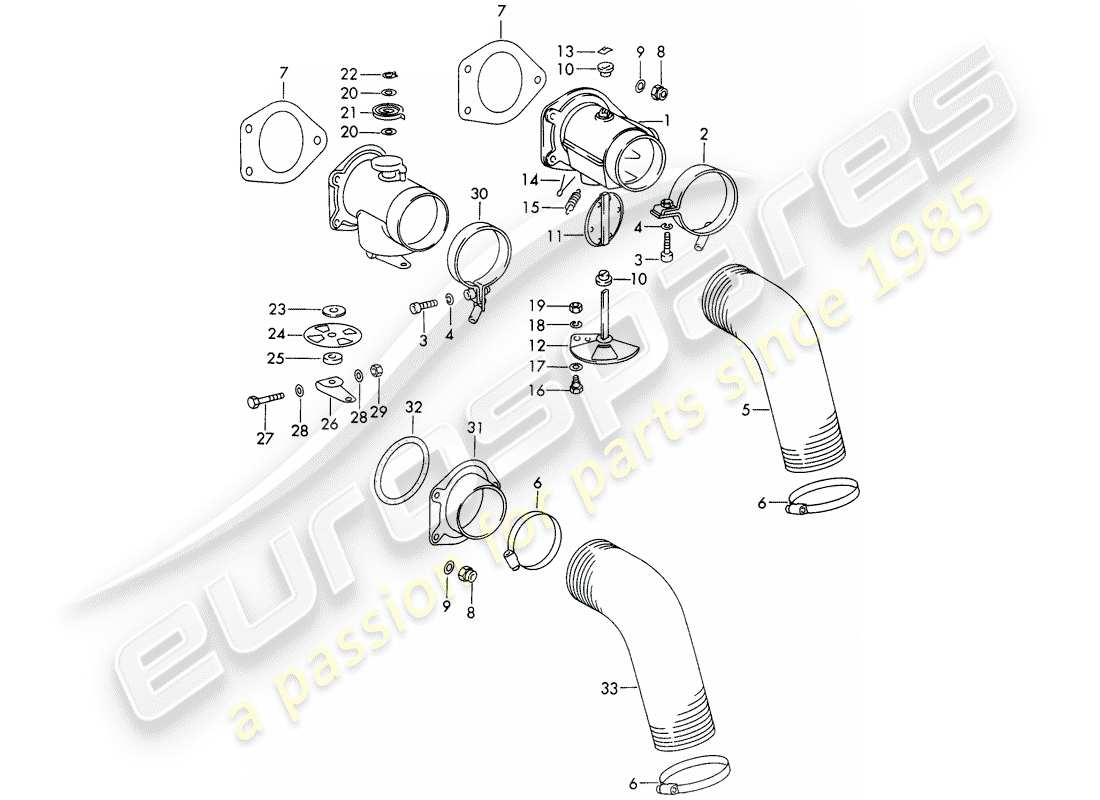 porsche 1968 (911/912) suministro de aire de calefacción diagrama de piezas