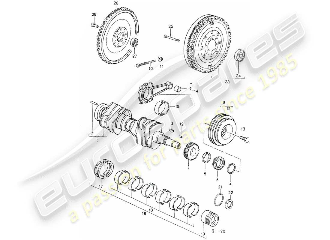 porsche 1996 (993) cigüeñal diagrama de piezas