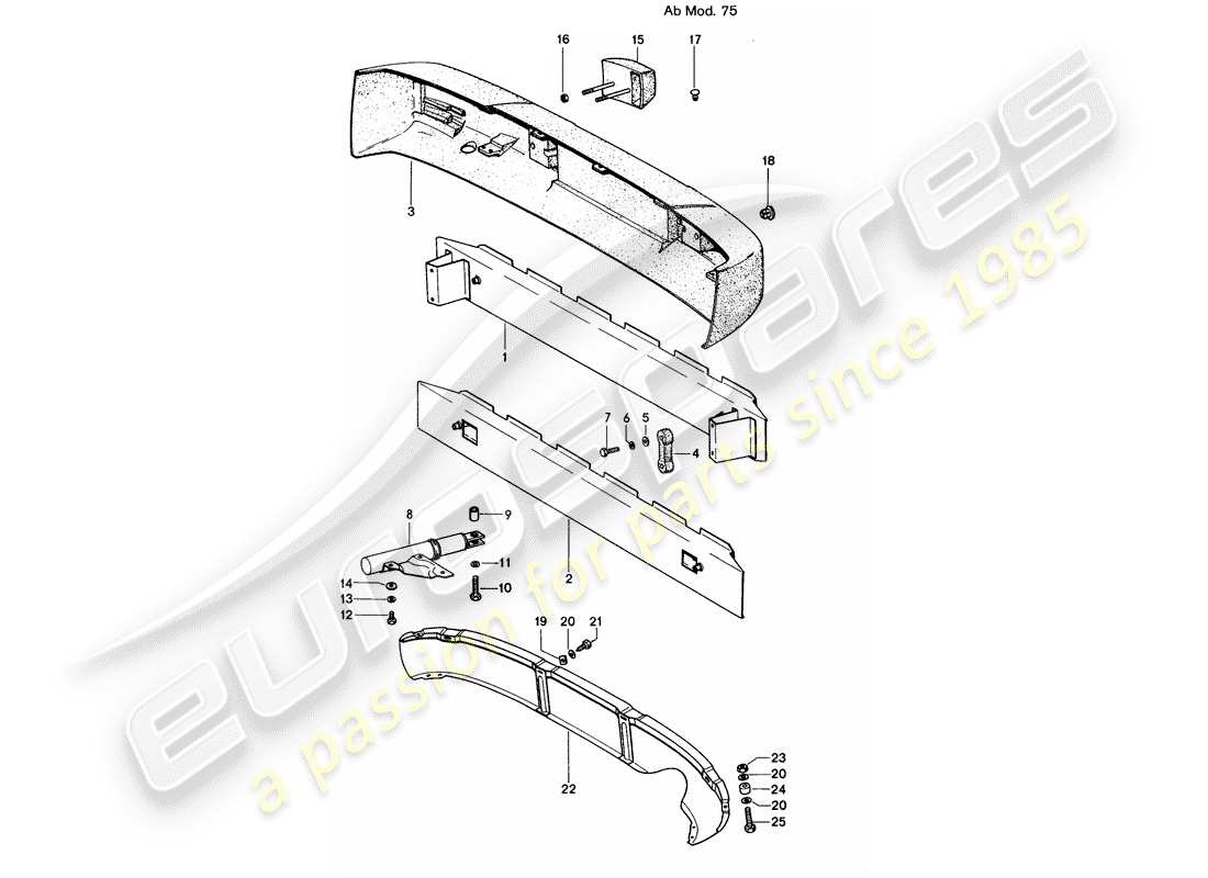 porsche 1970 (914) parachoques - d - mj 1975>> diagrama de piezas