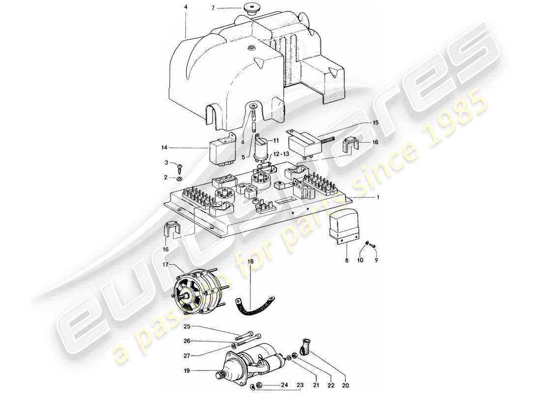 porsche 1972 (914) gobernador - alternador - arranque diagrama de piezas