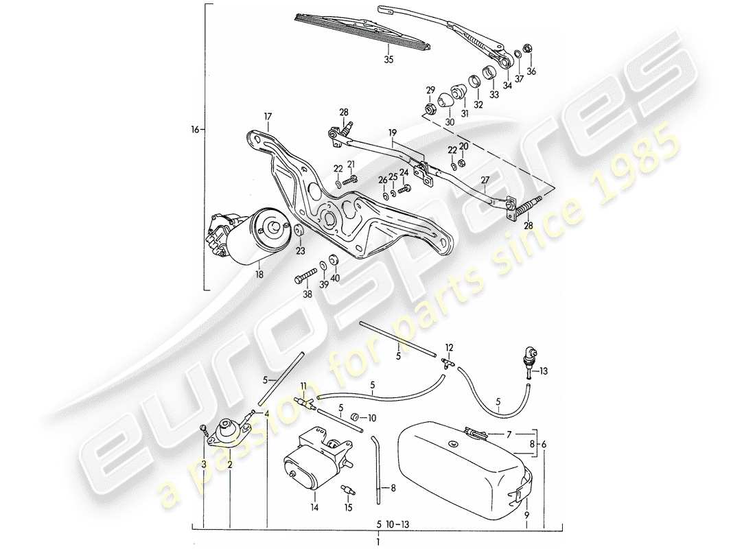 porsche 1964 (356b/356c) unidad arandela - sistema de limpiaparabrisas diagrama de piezas